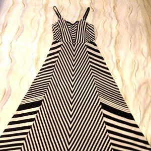 Anthropologie Black and White Striped Maxi Dress